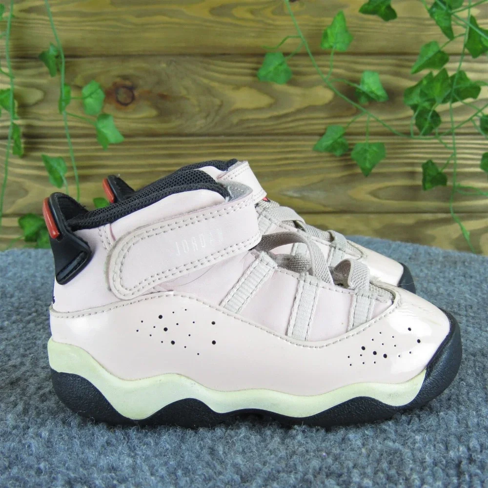 Jordan Girls Sneaker 6 Rings‎ Sz T 7 Medium Pink Synthetic Hook & Loop
